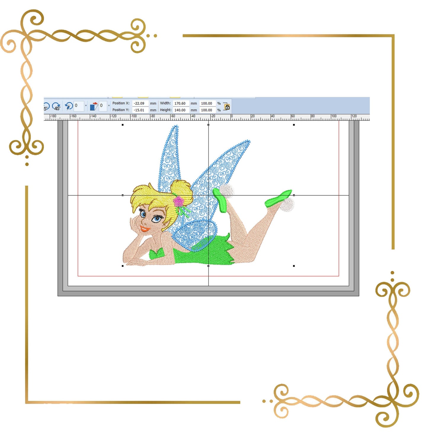 Princess Fabulous Fairy Tinker Bell, fabulous fairy, Disney character, Embroidery machine design