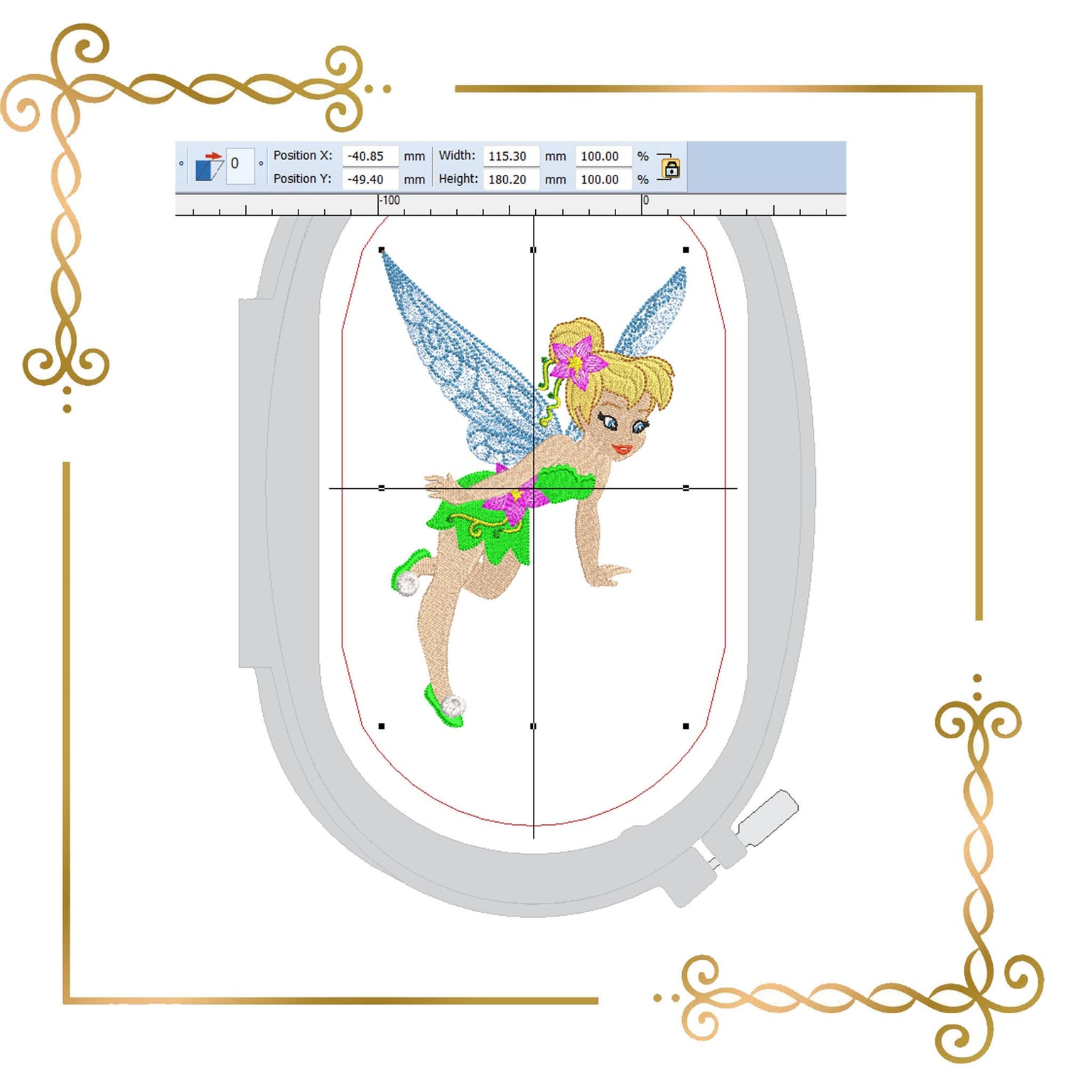Princess Fabulous Fairy Tinker Bell fairy, Disney, Embroidery  machine design