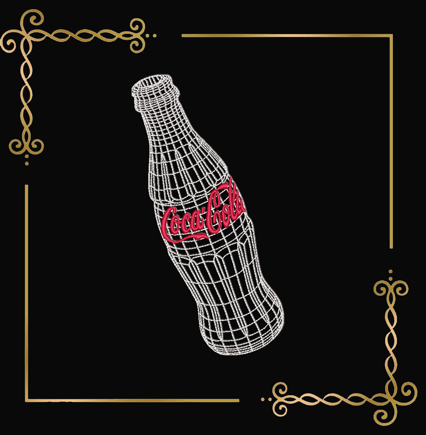 Coca-Cola Bottle Machine Embroidery Design | Vintage Soda Bottle Outline | Sketch Style Embroidery File (Digital Download)
