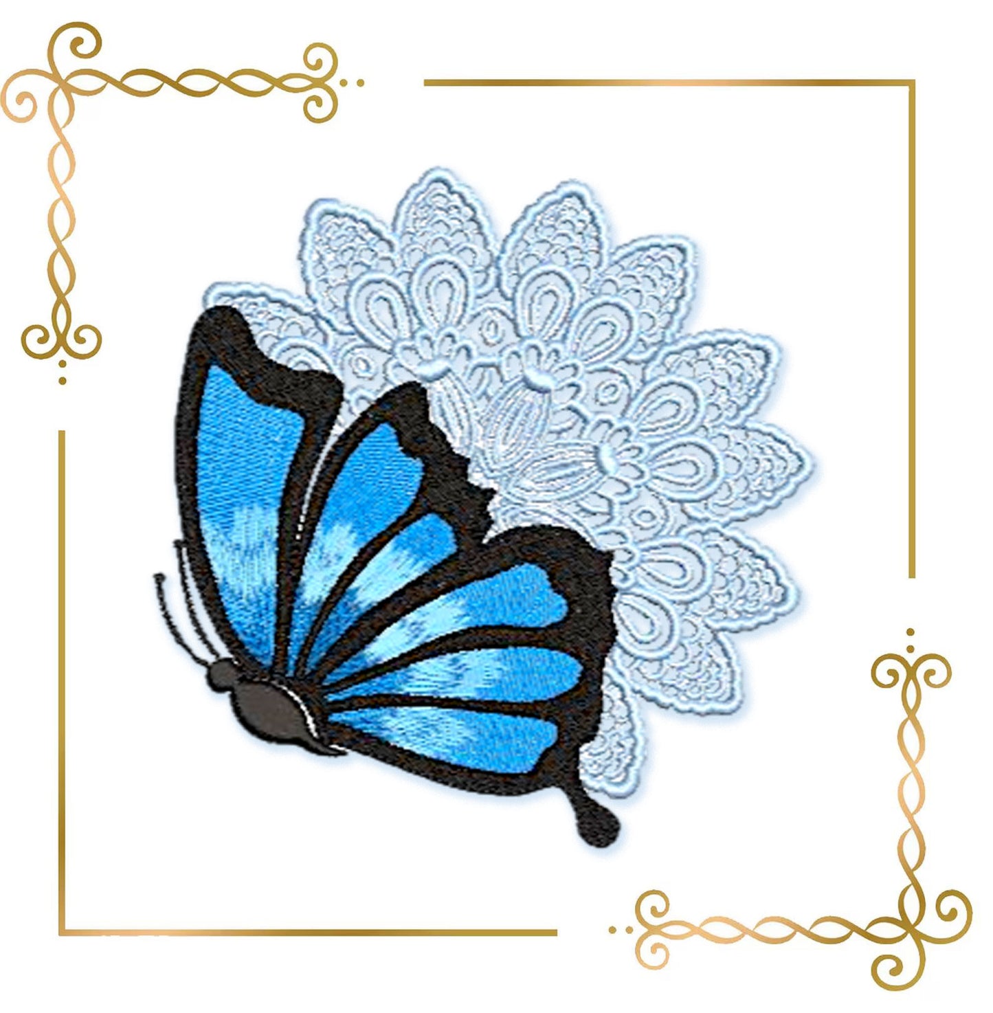 box Butterfly Lace Flower Machine Embroidery Design | Mix and Match Color