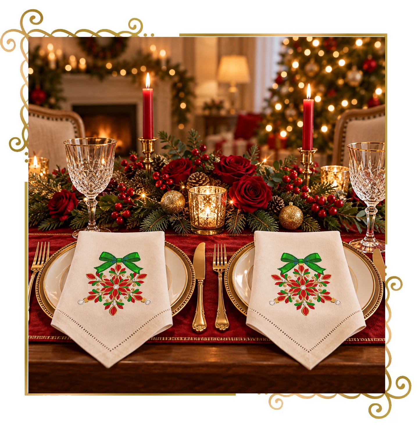 Christmas Snowflake Machine Embroidery Design, Bow Ornament, Winter Holiday Embroidery, Christmas Decor - Digital Download