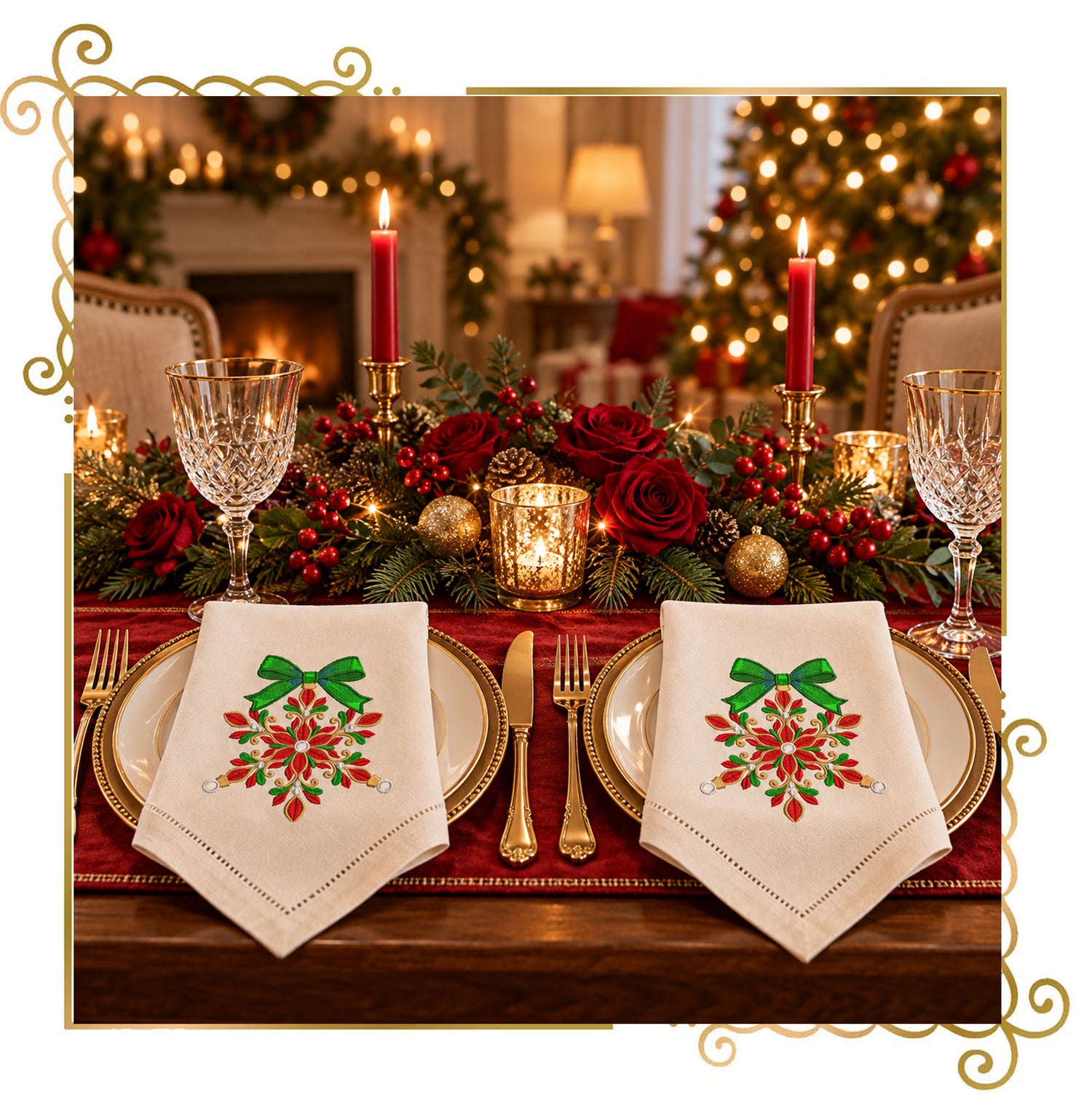 Christmas Snowflake Machine Embroidery Design, Bow Ornament, Winter Holiday Embroidery, Christmas Decor - Digital Download