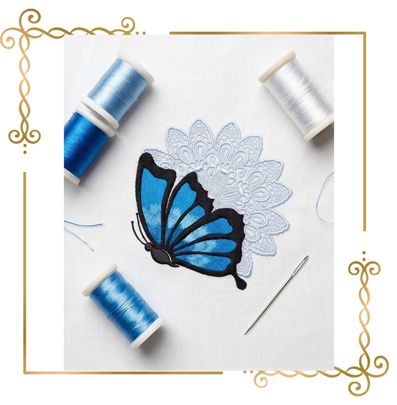 Lace and decorations Butterfly Lace Flower Machine Embroidery Design | Mix and Match Colors
