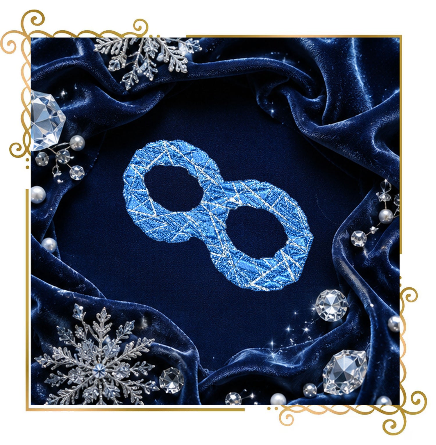 Winter Ice Embroidery Alphabet | Ice Crystal Machine Embroidery Font | 26 Letters, 10 Numbers, 8 Snowflakes and Crystal | 4x4 Hoop