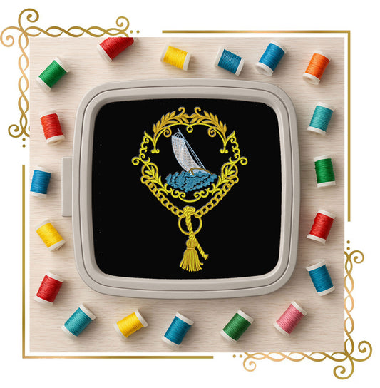 Embroidery Design Nautical Sailboat Frame, Elegant Ocean Crest, Baroque Gold Border, Marine Motif, Vintage Maritime Decor 