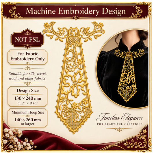 Lace and decorations Tie Embroidery Design, Victorian Neckpiece, Digital Download NOT FSL
