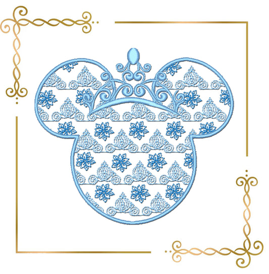 Mouse Head princess Cinderella digital Machine Embroidery designs