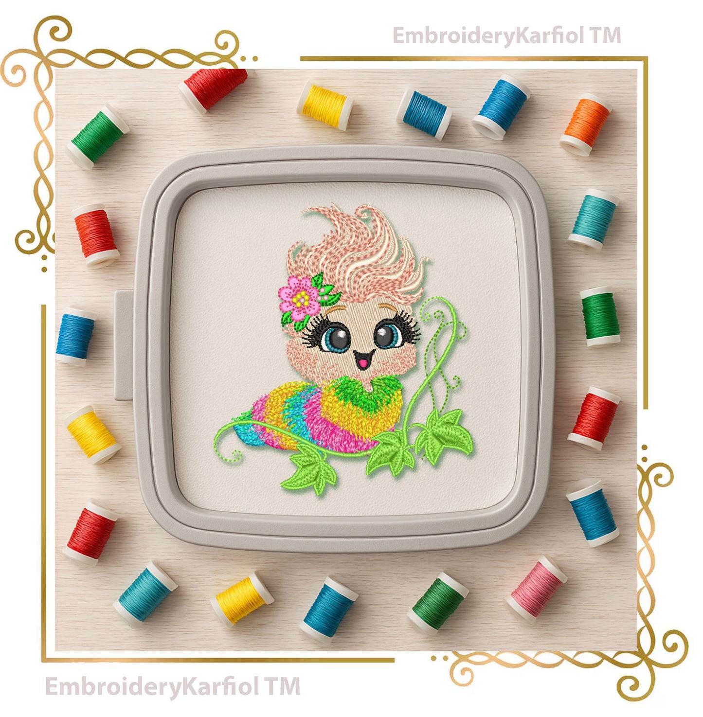 Cartoon Characters Rainbow Fluffy Caterpillar Embroidery Design (Digital Download)