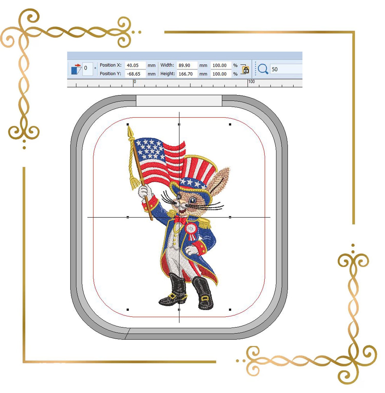 Anthropomorphic  animals Patriotic Uncle Sam Bunny Embroidery Design, 4th of July,  (Digital Download)