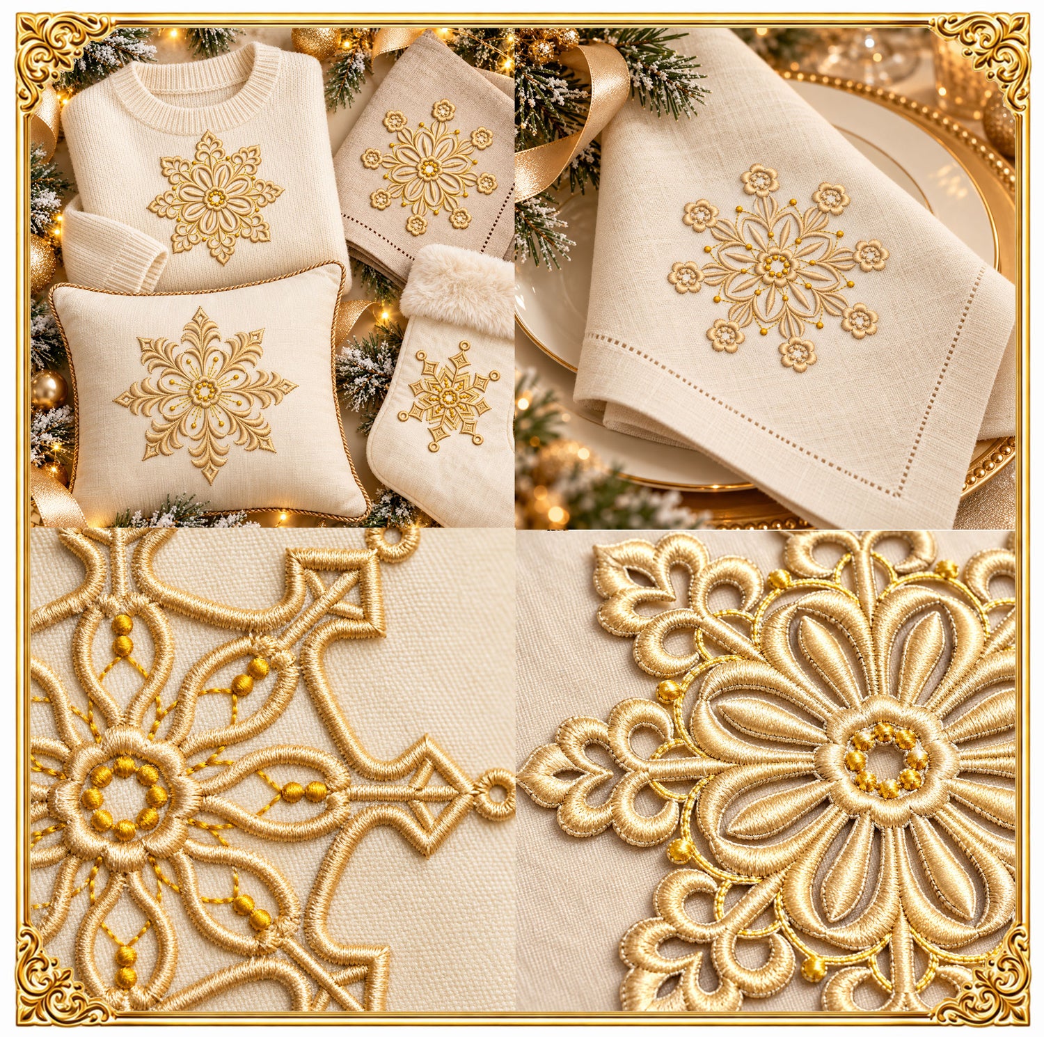 Snowflake Set Embroidery Design, 10 Winter Motifs, Christmas Ornament Bundle (Instant Download)
Set of 10 delicate snowflake machine embroidery designs with fine crystal lines, symmetrical winter motifs for Christmas projects.