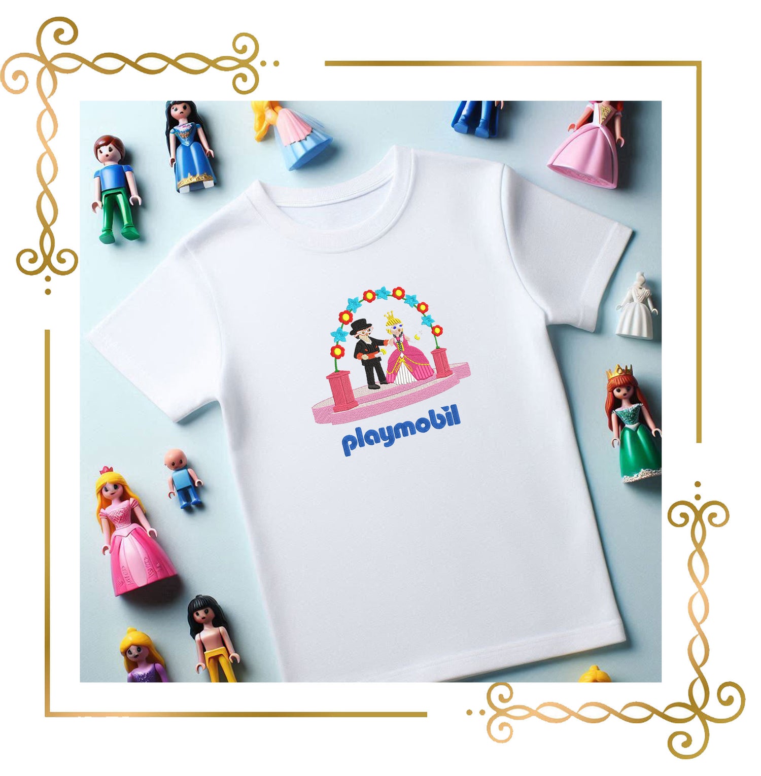 Cartoon Character Prince and Princess Playmobil  Inspired Embroidery Design to the direct download