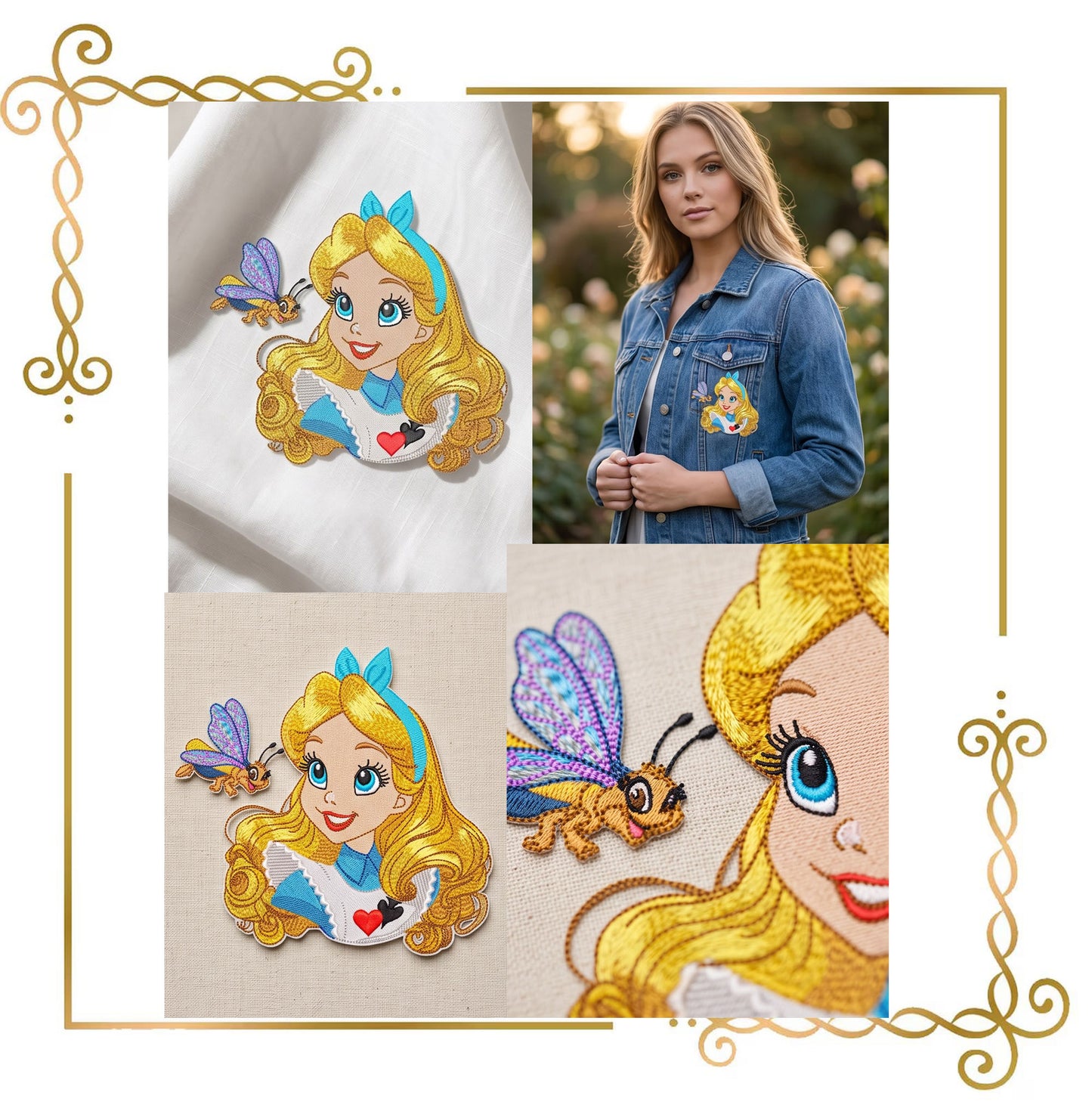 Princess Alice in Wonderland Embroidery Design, Alice Machine Embroidery File, Fantasy Girl Embroidery, Tea Party Instant Download