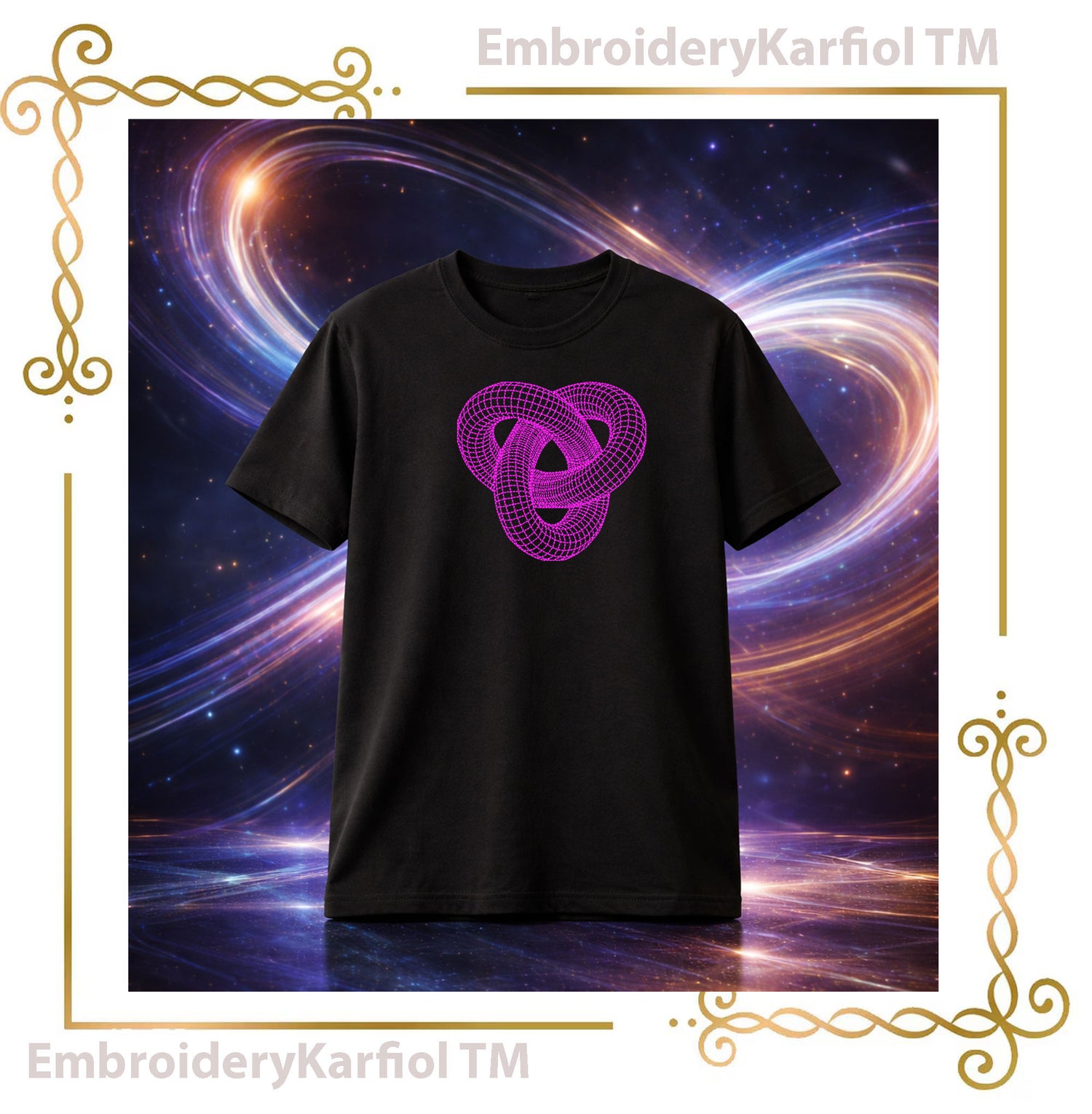 T-shirt Endless Path – Abstract AI-Inspired Modern Embroidery Design – Instant Download