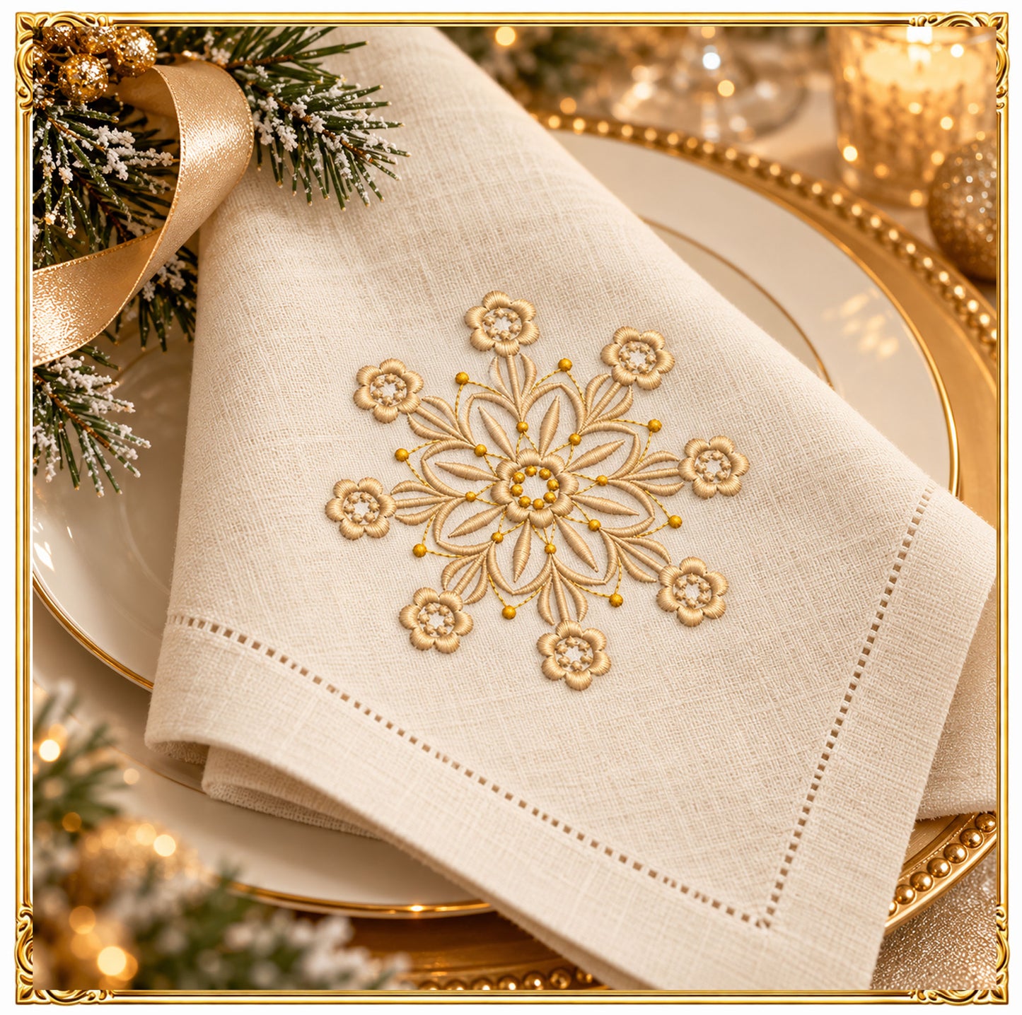 Princess Snowflake Set Embroidery Design, 10 Winter Motifs, Christmas Ornament Bundle (Instant Download)