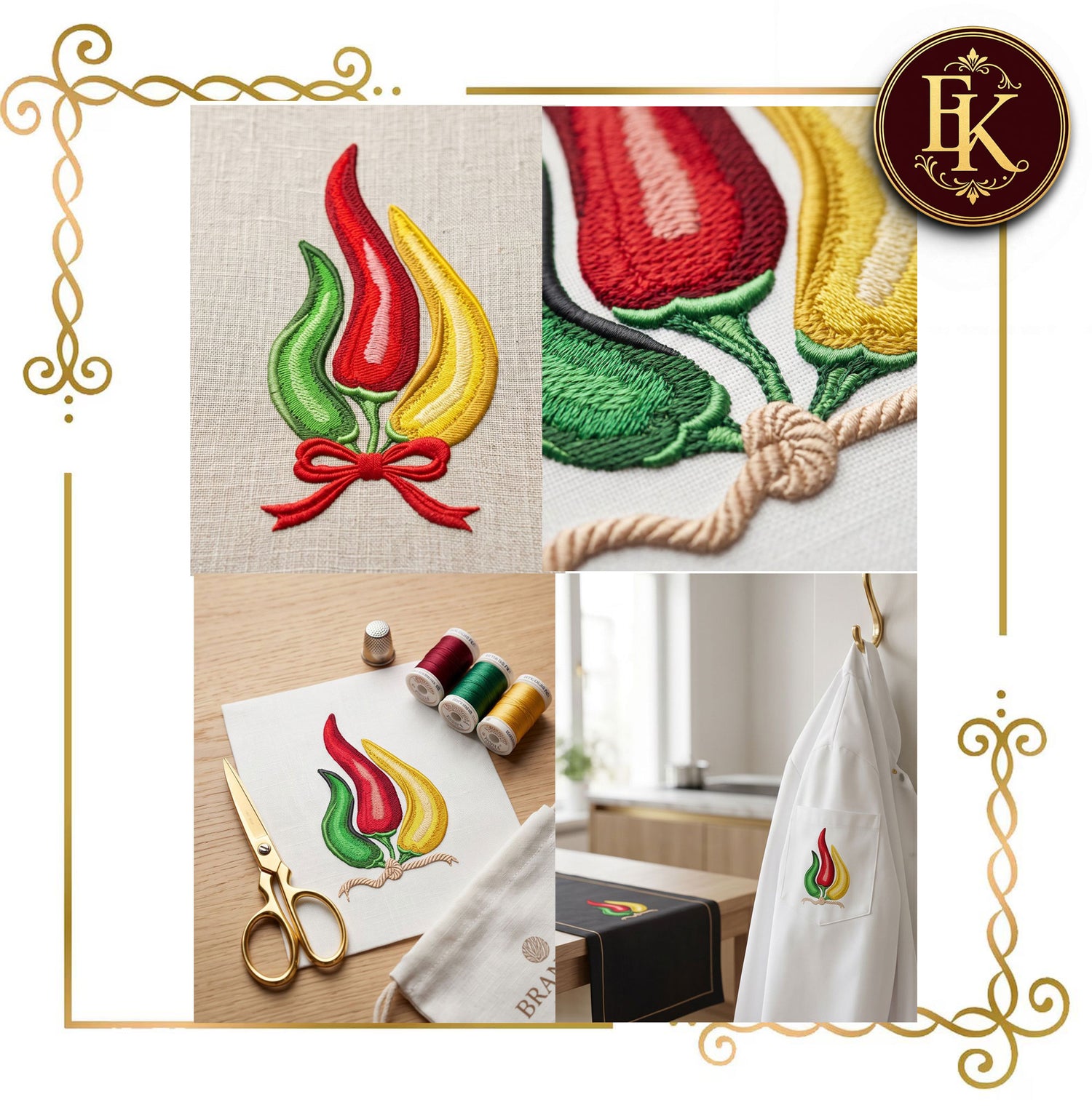 Flowers Embroidery Design Chili Pepper Machine Embroidery Design, Hot Pepper Bouquet, Modern Botanical Digital Download, 3 Variations

