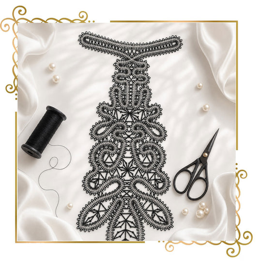 FSL Lace Tie Embroidery Design, Freestanding Victorian Neckpiece, Digital Download