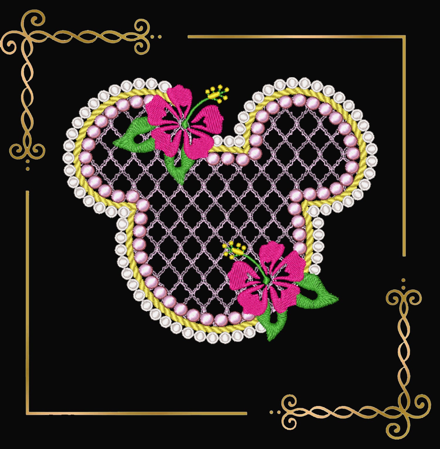 Valentines day Embroidery design Head Mouse Ears Floral Frame Embroidery Design –  Machine Embroidery Design