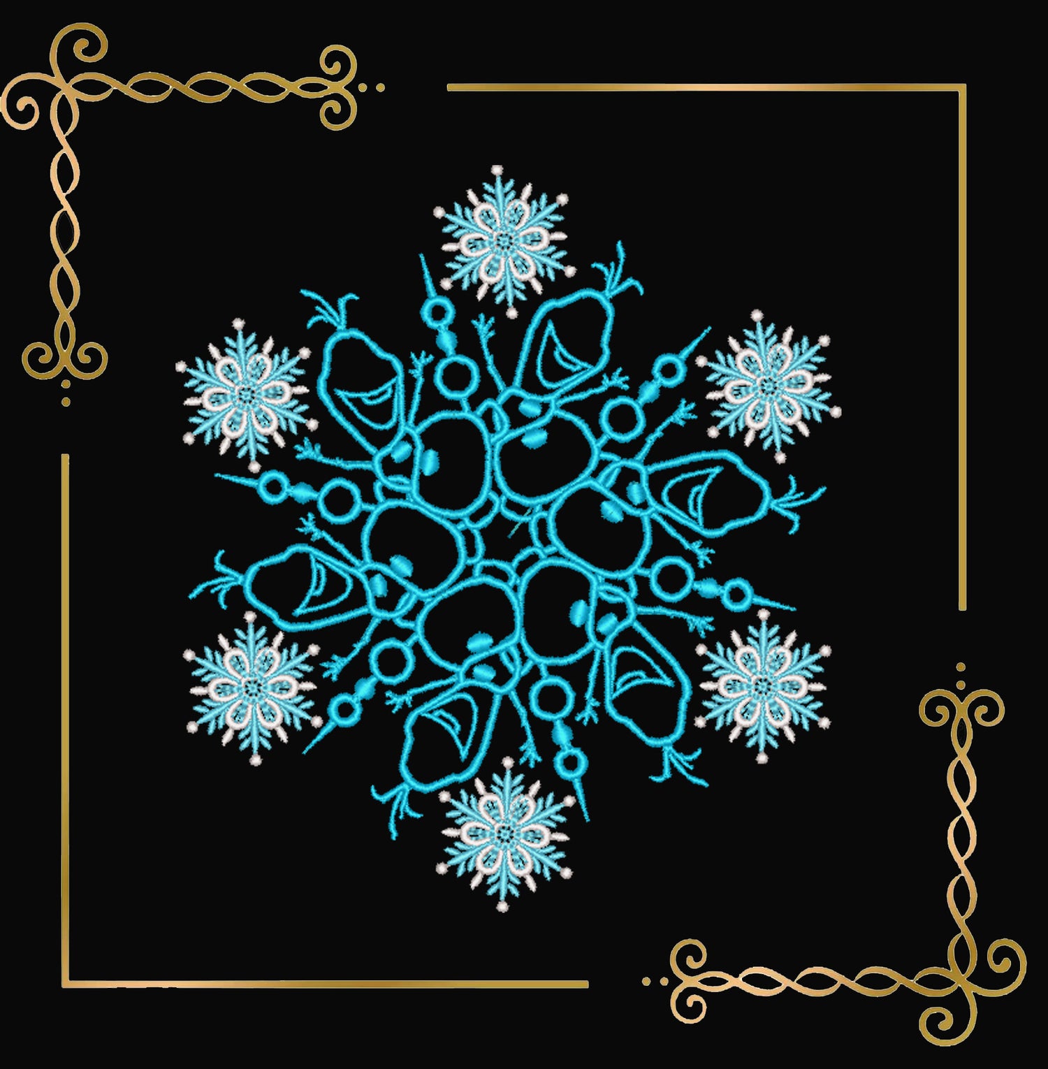 Christmas Olaf Snowflake Embroidery Design • Frozen Snowman Machine Embroidery • Winter Holiday Pattern