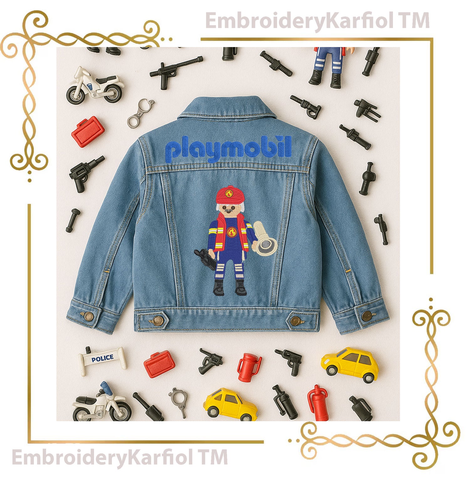 Police and Firefighter Play mobil Embroidery Set 3 St. – Kids Uniform Embroidery Designs