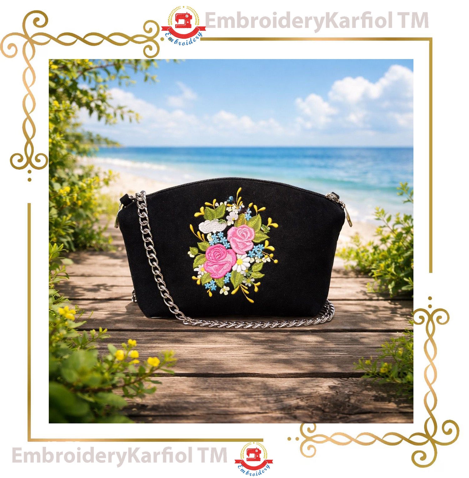 Flowers Bouquet Embroidery Design | Rose Flower Machine Embroidery Pattern | Wedding Spring Garden Embroidery | Instant Download