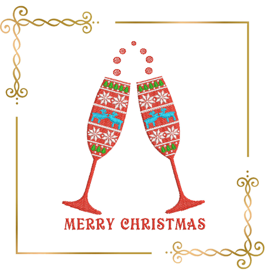 Free design Winter Christmas flutes in style cute ugly sweater embroidery design