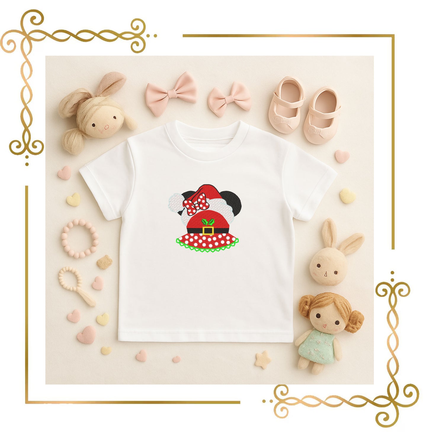 Minnie Mouse Christmas Embroidery Design: Santa Hat, Polka Dot Bow (Digital Pattern)