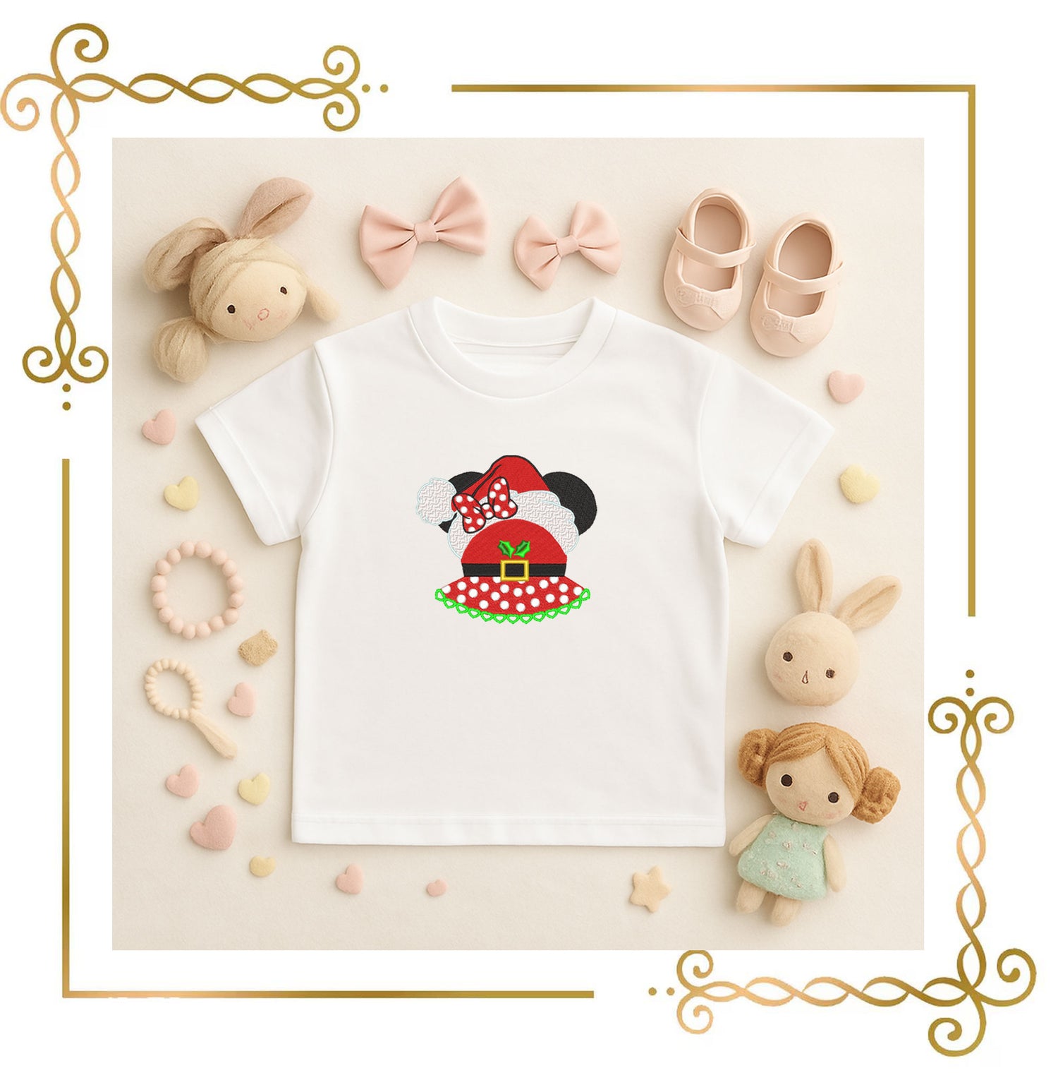 Minnie Mouse Christmas Embroidery Design: Santa Hat, Polka Dot Bow (Digital Pattern)