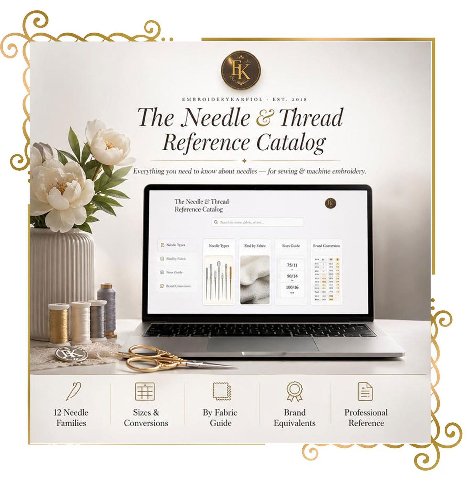 Interactive Needle Guide for Machine Embroidery and Sewing Professional Digital Catalog for Precise Needle Selection