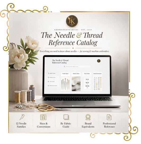 Interactive Needle Guide for Machine Embroidery and Sewing Professional Digital Catalog for Precise Needle Selection