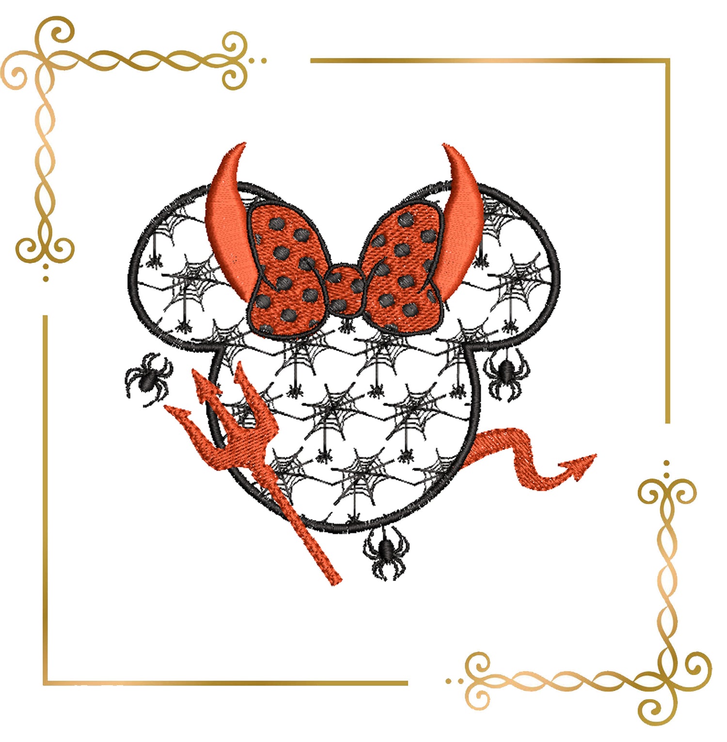 Halloween Devilish Minnie Mouse Halloween Embroidery Design