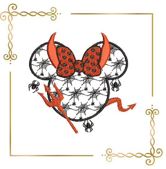 Halloween Devilish Minnie Mouse Halloween Embroidery Design