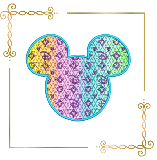 Minnie Mouse head rainbow Disney Gucci machine embroidery design