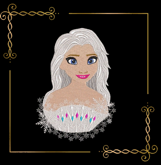 Princess Elsa, Winter, Frozen, Disney, snowflakes, magic, fairy tale, Embroidery  machine design  to the direct download