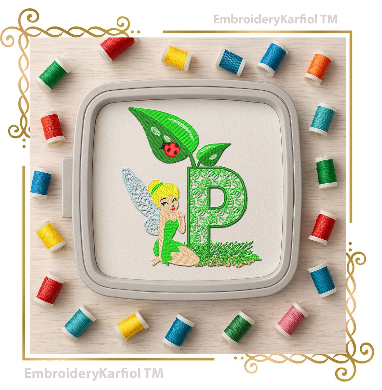 Letters Tinker bell princess Disney Alphabet Letter P fabulous fairy  digital embroidery design