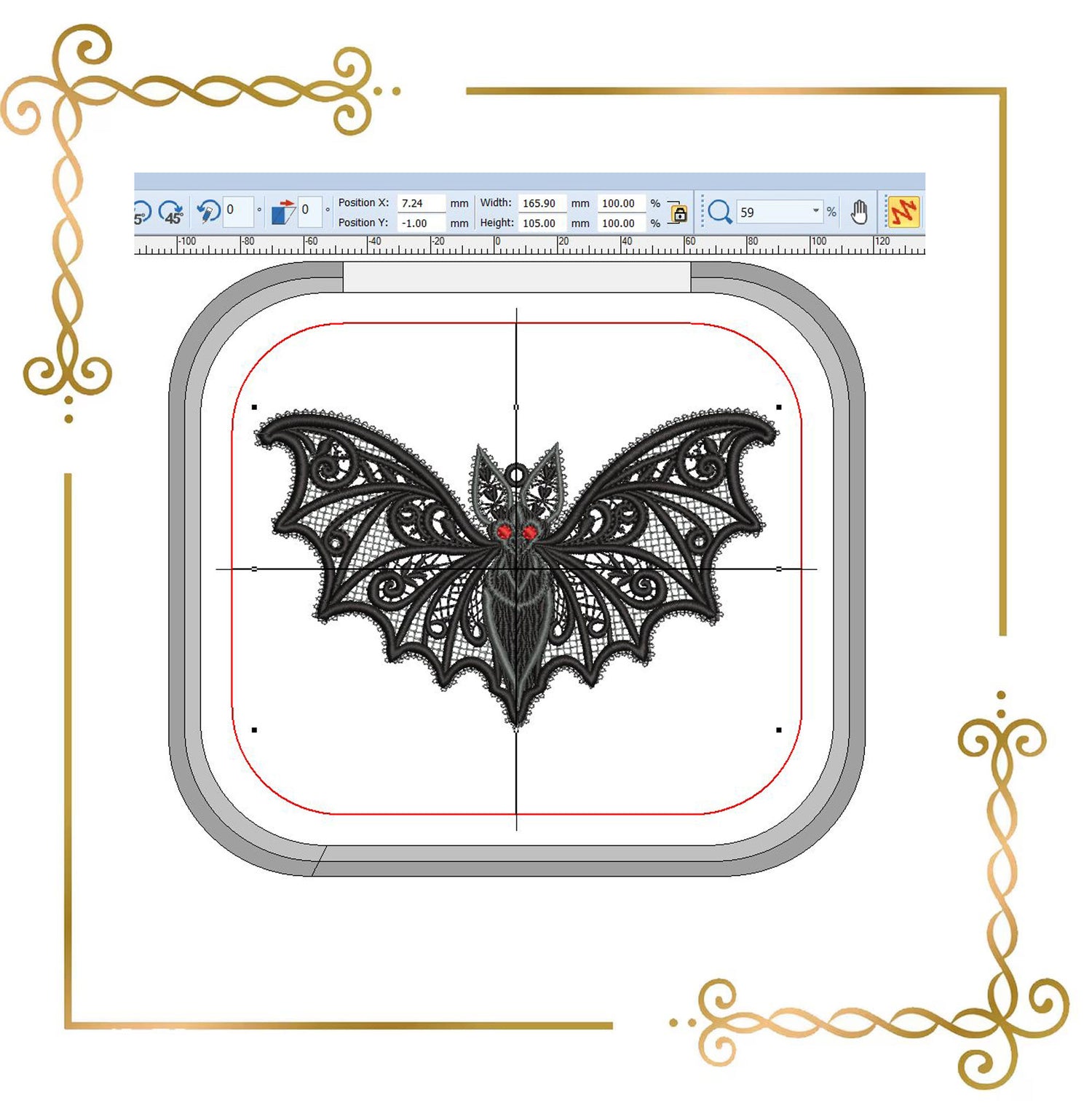 Halloween -Gothic Freestanding Lace Bat Pendant FSL Machine Embroidery Design, Halloween Ornament, Instant (Digital Download)