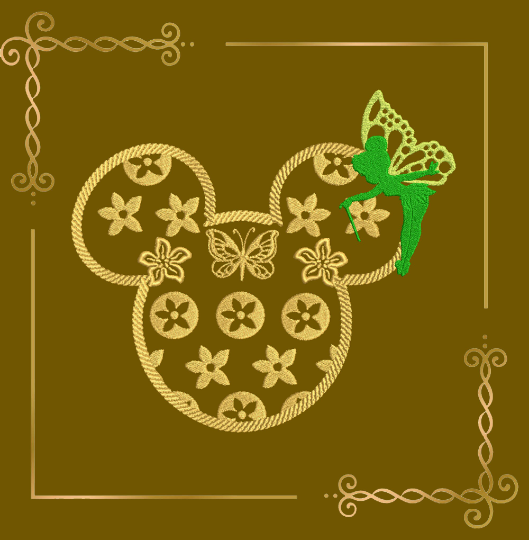 Princess Tinkerbell minnie mouse head butterfly flowers 2 sizes, 4 options, Gucci machine embroidery design