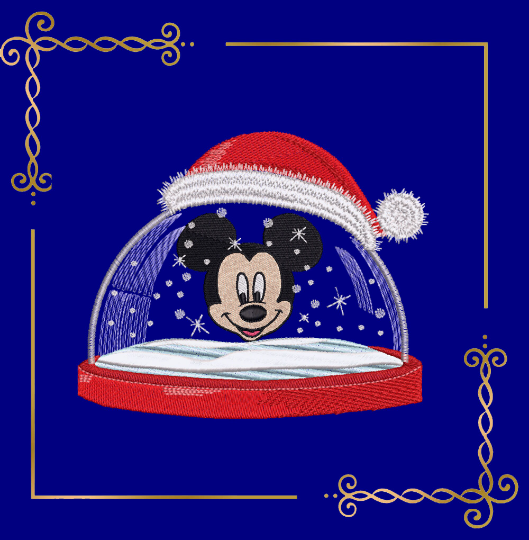 Christmas Mickey Mouse magical snow globe machine embroidery design digital