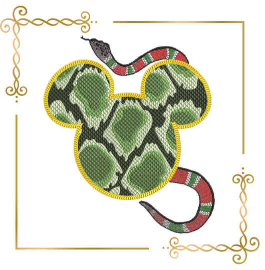 Mickey Mouse, head, snake, Fantasy, embroidery design to the direct download