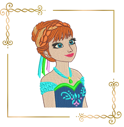 Princess Anna Frozen Springtime Disney character digital embroidery design