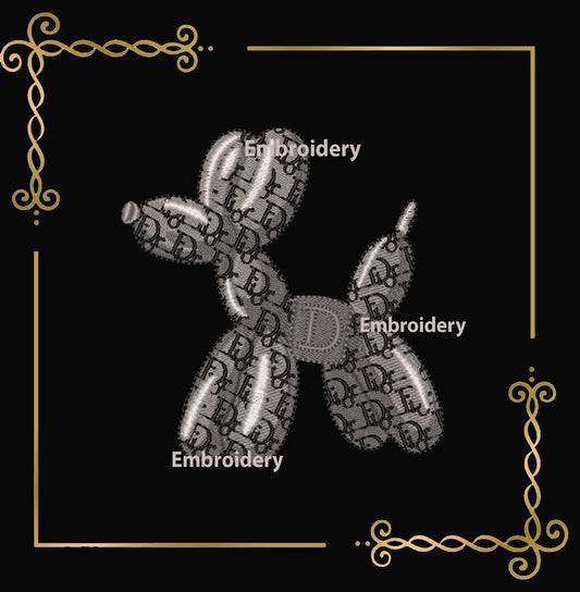 Balloon Dog Pattern (dior) and Bow Machine Embroidery Design