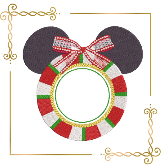 Christmas Minnie photo frame digital machine embroidery design