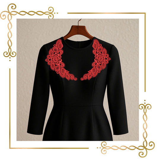 Lace and decorations Embroidery Design Belgium Lace Collar – Digital Machine Embroidery File – Floral Pattern for Instant Download