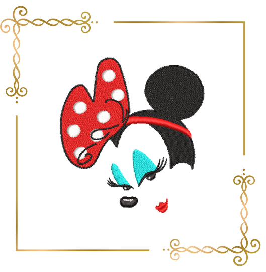 Minnie Mouse head funny silhouettes digital machine embroidery design