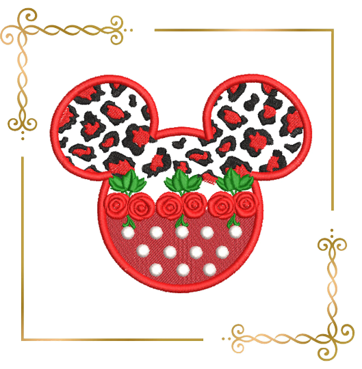 Minnie Mouse Head panther roses, 2 Sizes embroidery design to the direct download , 2 Sizes embroidery design to the direct download 