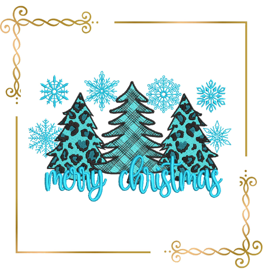 Christmas Winter, Christmas trees, Christmas lettering digital machine embroidery design