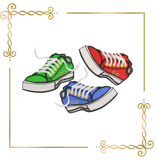 T-shirts Sneakers  embroidery design to the direct download.