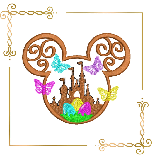 Minnie Mouse Head Happy Easter eggs butterflies machine embroidery design