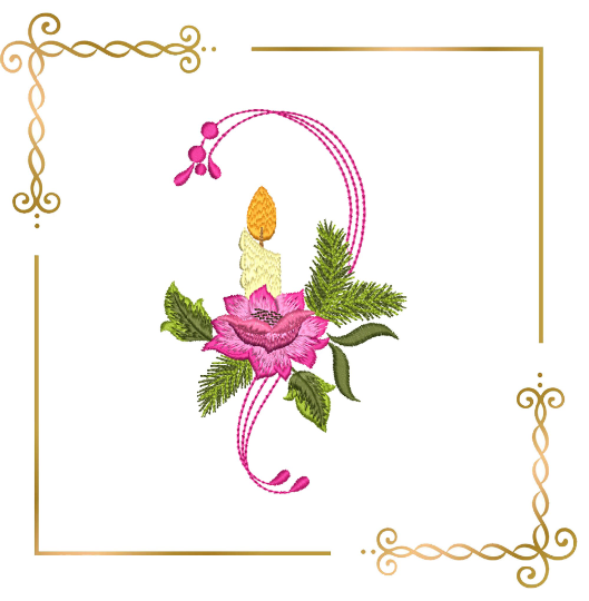 Free design Christmas Winter candles spruce branches digital embroidery design