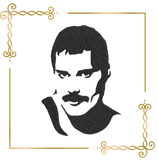 Freddie Mercury silhouette embroidery design to the direct download