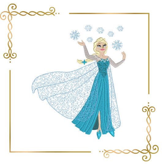 Princess Elsa, Winter, Frozen, Disney character,  magic, fairy tale, Embroidery  machine design  to the direct download